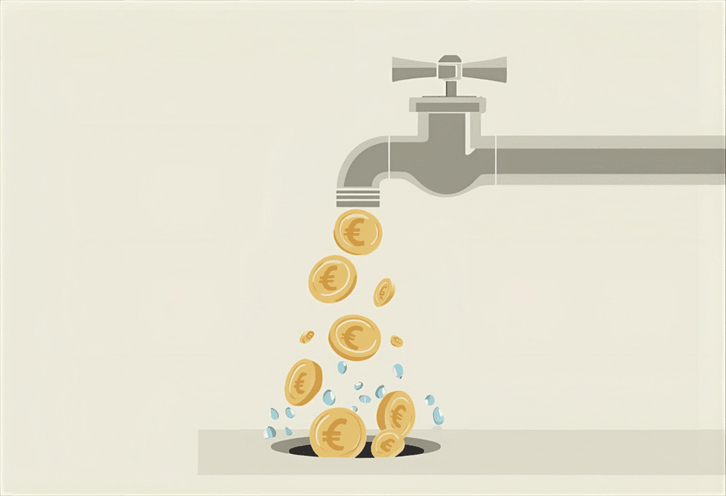 Grifo perdiendo monedas, simbolizando el coste oculto de no tener una página web profesional.