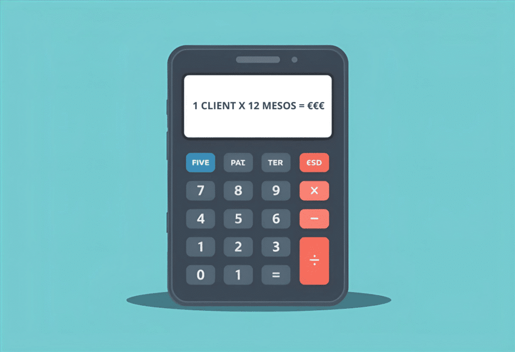 Calculadora mostrando el retorno de la inversión y el coste de no tener una página web.