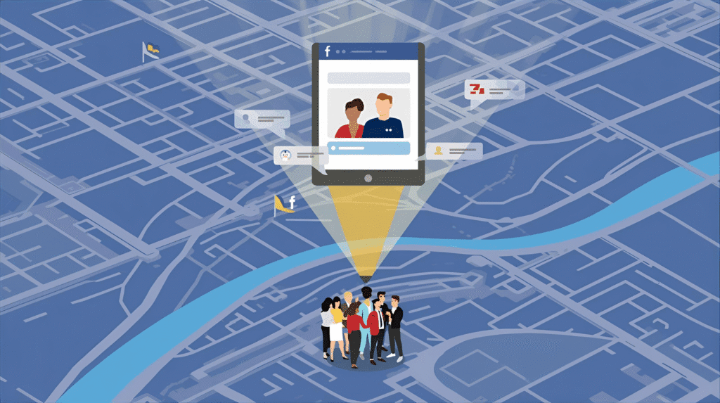 Gràfic de la comunitat i la publicitat local, els punts forts de Facebook per a negocis.