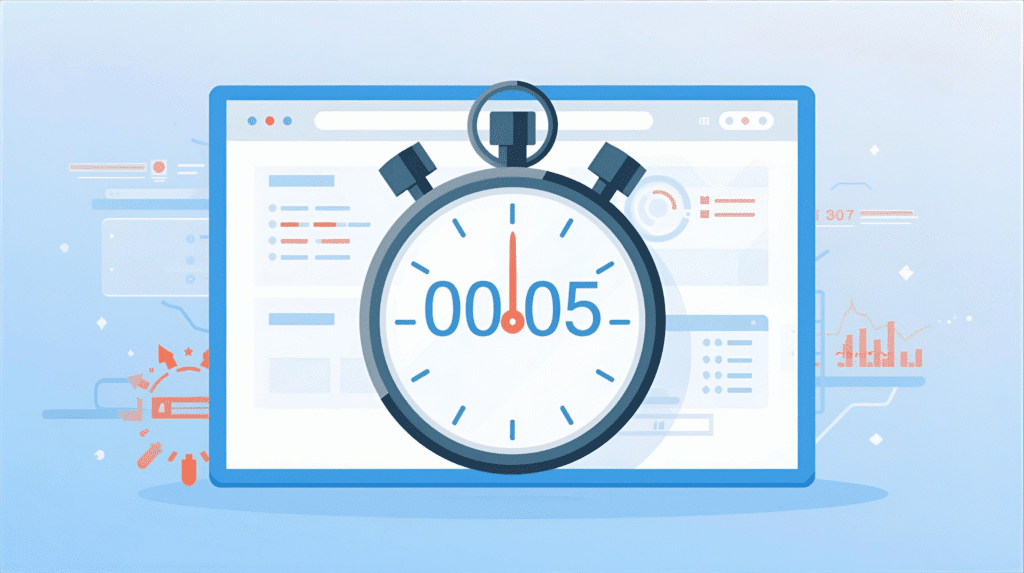 Cronómetro sobre una web para ilustrar cómo optimizar una página de inicio en los primeros segundos.