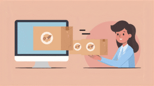 Esquema del procés de logística en un e-commerce local, des de la web fins al client.