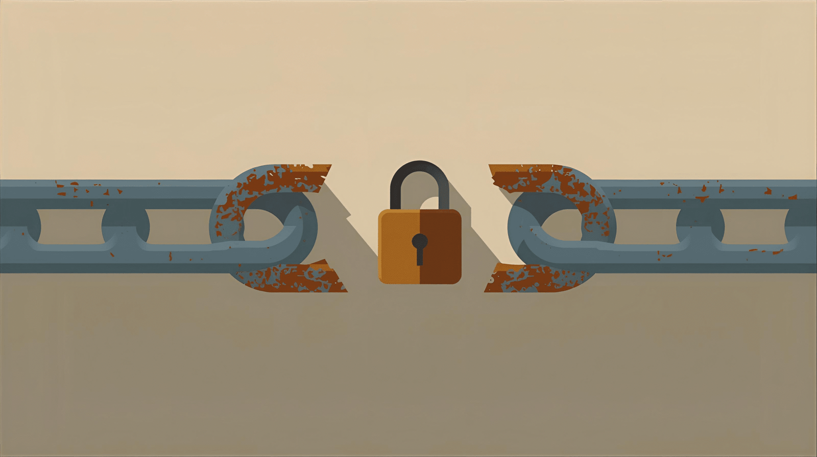 Cadena con un eslabón roto, simbolizando el peligro de no crear contraseñas seguras.