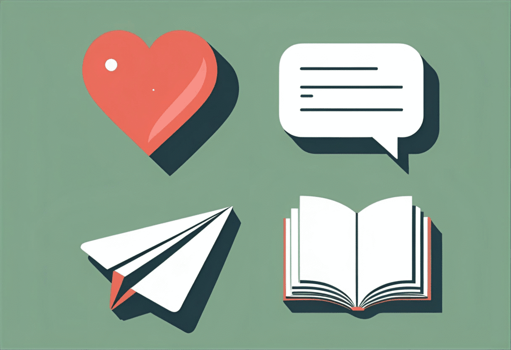 Icones de les interaccions més importants a Instagram per a negocis: m'agrada, comentari, compartit i desat.