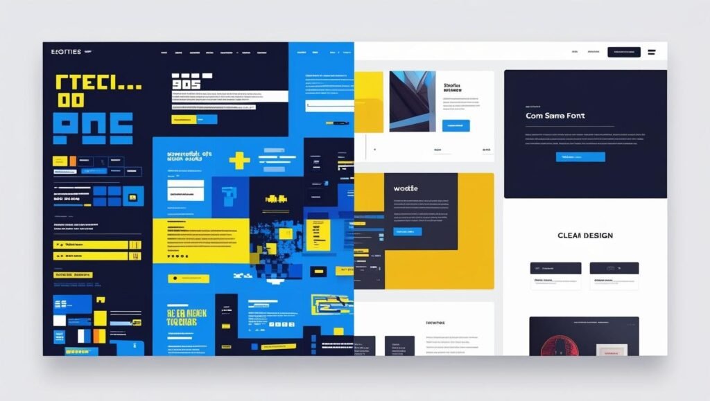 Comparativa visual que muestra la necesidad de un rediseño web: una página antigua a la izquierda y una moderna a la derecha.