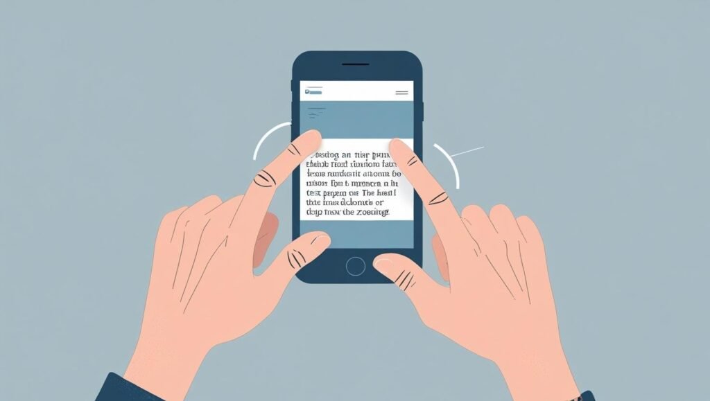 Usuario frustrado intentando hacer zoom en una web no adaptada a móviles, un motivo clave para el rediseño de una página web.