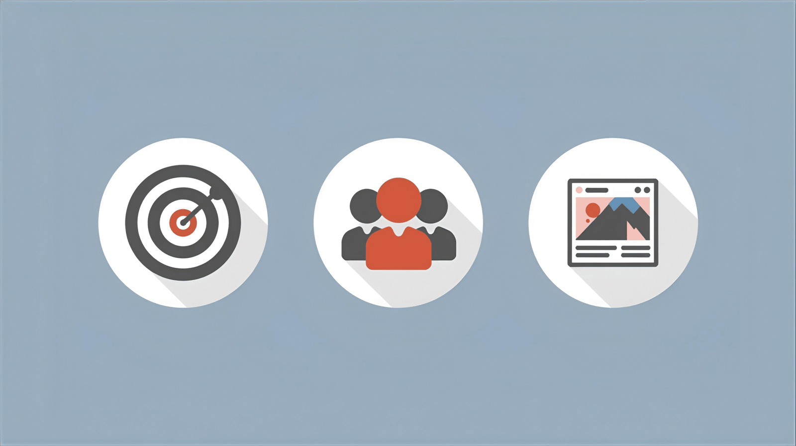 Infografía de los 3 pilares para una campaña de Facebook Ads: objetivo, audiencia y anuncio.