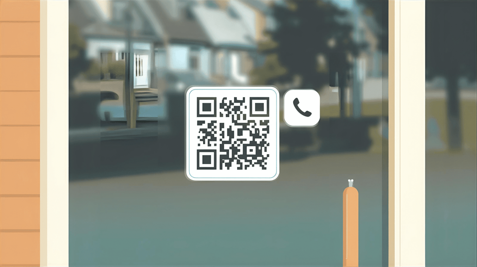 Il·lustració d'un codi QR a l'aparador d'una botiga, un dels usos dels codis QR per a negocis.