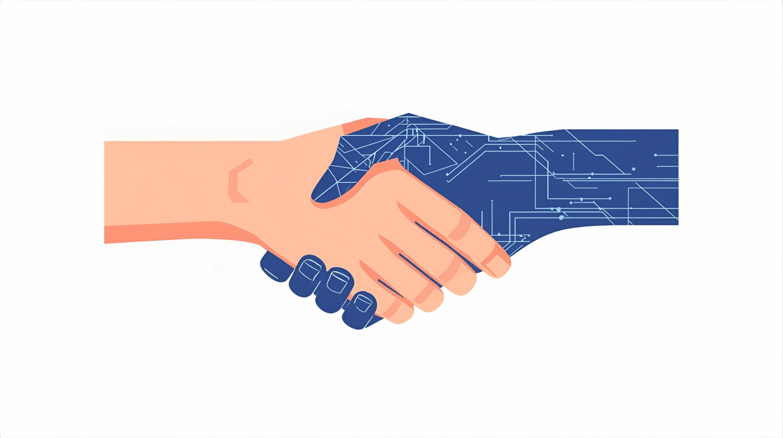 Apretón de manos digital que simboliza la confianza en una web para profesionales independientes.