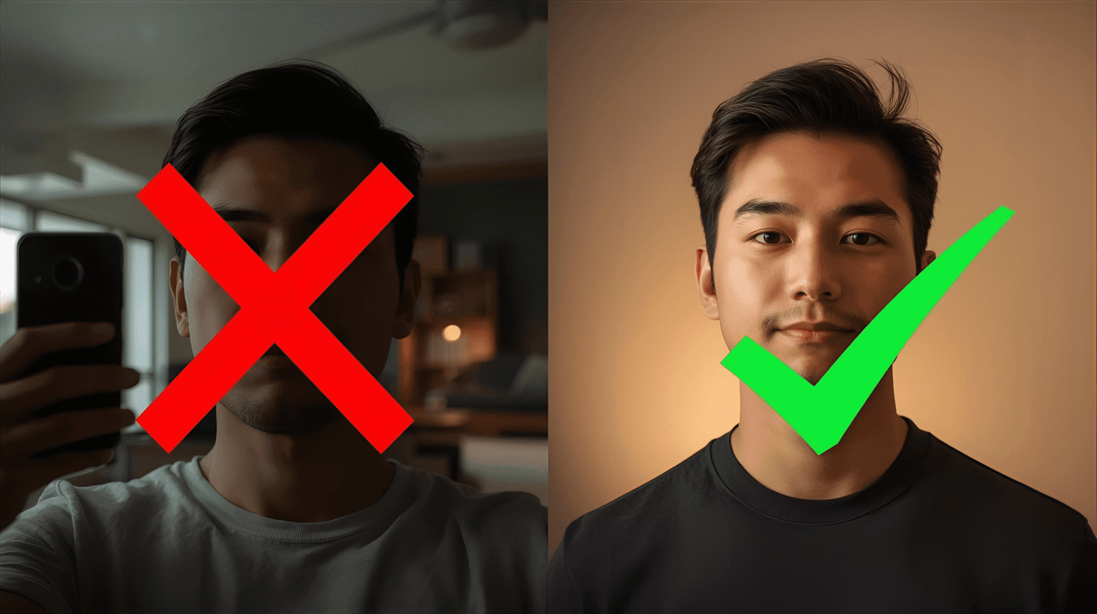 Comparativa entre una mala foto i una de professional, un element clau en una web per a professionals independents.