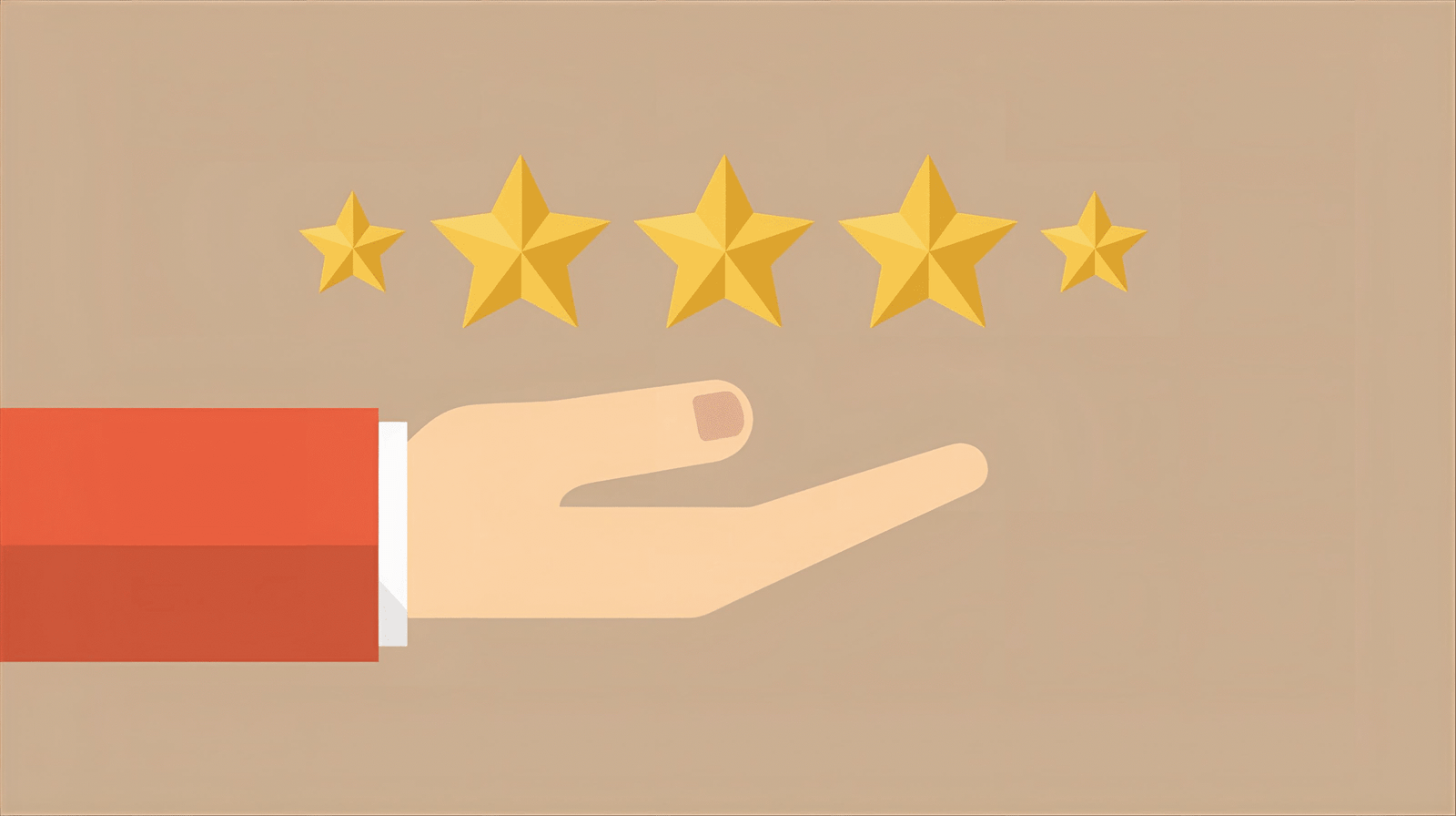 Iconos de cinco estrellas para ilustrar la importancia de las reseñas en Google Business Profile.