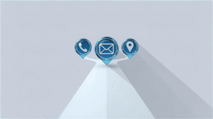 Camí que porta a icones de contacte, il·lustrant una pàgina de contacte efectiva.