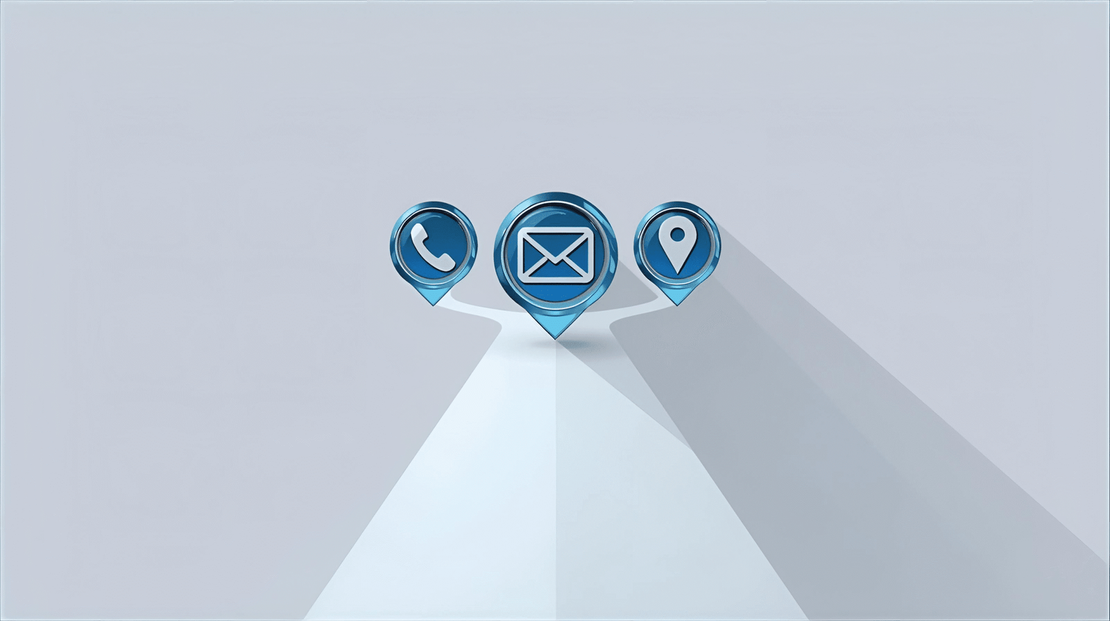 Camino que lleva a iconos de contacto, ilustrando una página de contacto efectiva.