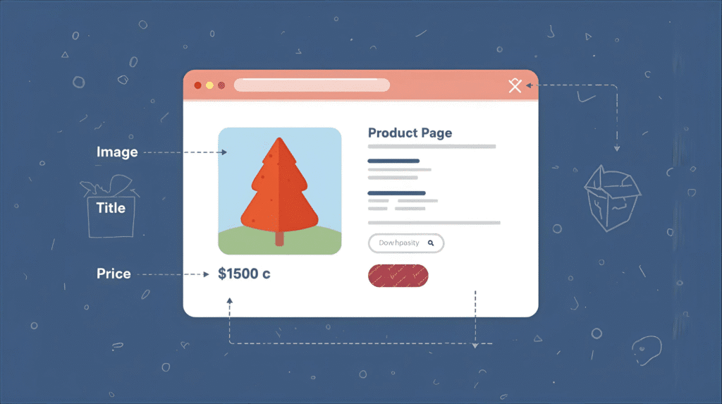 Esquema de la anatomía de una página de producto perfecta para e-commerce.