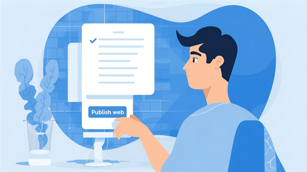 Persona revisant una checklist abans de prémer «Publicar» una web.